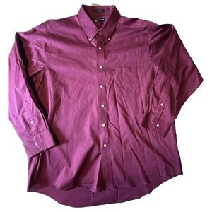 Chaps Men's Shirt Maroon XL 17/17 1/2 Twill Button Down Long Sleeve Front Pocket